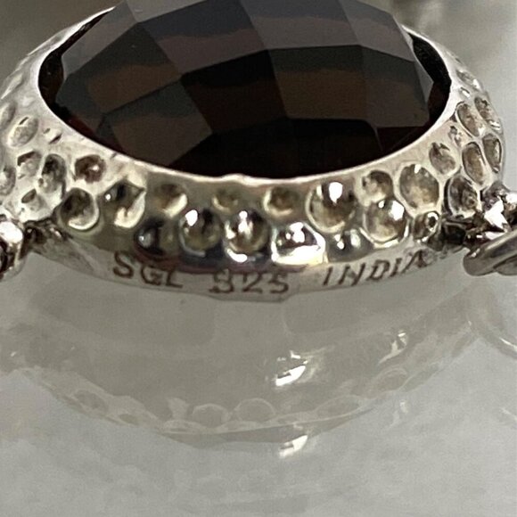 Sterling Silver SGL 925 India Faceted Round Smoky Quartz Pendant Necklace 18" - Picture 8 of 16